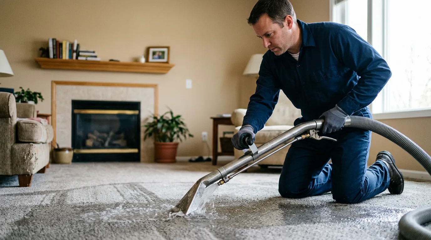 Water damage restoration technician working near Harrisonville, PA